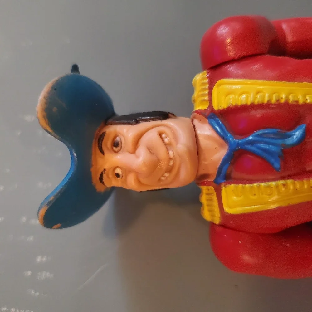 Vintage Captain Hook Action Figure Peter Pan Pirate Toy Red Coat Blue Hat 6 Inch